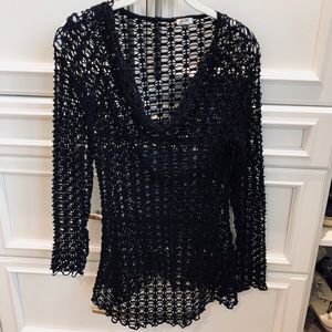 Black Mesh Bathing Suit Cover-up